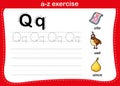 Alphabet a-z exercise with cartoon vocabulary Royalty Free Stock Photo