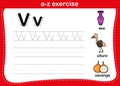 Alphabet a-z exercise with cartoon vocabulary Royalty Free Stock Photo