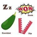 Alphabet Z letter.Zip,Zonk,Zucchini