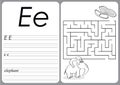 Alphabet A-Z - puzzle Worksheet - Cute Elephant and Peanuts