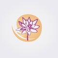 Lotus Flower Icon Symbol Logo Green Business Garden Meditation Leaves Petals Decorative Element