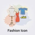 Fashion Objects Icon Design Single Isolated Logo Brand Corporate Identity Colors Template Vector Illustration Light Background Royalty Free Stock Photo
