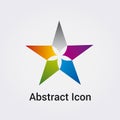 Abstract Icon Logo Design Primary Shapes Triangle Star Circle Clover Ribbon Communications Rainbow Colors Vector