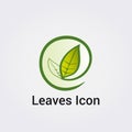 Icon Nature Foliage, Leaves and Environment Design Blue Green Colors Logo Green Ecology Recycling Garde Royalty Free Stock Photo