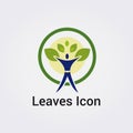 Icon Nature Foliage, Leaves and Environment Design Blue Green Colors Logo Green Ecology Recycling Garde Royalty Free Stock Photo
