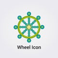 Wheel Icon Flower of Life Destiny Fate Logo Dharma Chakra Symbol Round Circle Infinity Vector Illustration