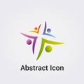 Abstract Icon Logo Design Primary Silhouettes People Dance Star Circle Miscellaneous Communications Network Rainbow Colors Vector