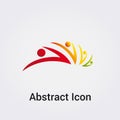 Abstract Icon Logo Design Primary Silhouettes People Dance Star Circle Miscellaneous Communications Network Rainbow Colors Vector