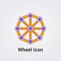 Wheel Icon Flower of Life Destiny Fate Logo Dharma Chakra Symbol Round Circle Infinity Vector Illustration