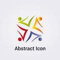 Abstract Icon Logo Design Primary Silhouettes People Dance Star Circle Miscellaneous Communications Network Rainbow Colors Vector