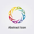 Abstract Icon Logo Design Primary Silhouettes People Dance Star Circle Miscellaneous Communications Network Rainbow Colors Vector