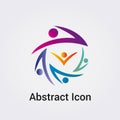 Abstract Icon Logo Design Primary Silhouettes People Dance Star Circle Miscellaneous Communications Network Rainbow Colors Vector