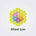 Wheel Icon Flower of Life Destiny Fate Logo Dharma Chakra Symbol Round Circle Infinity Vector Illustration