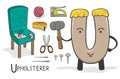 Alphabeth occupation - Letter U - Upholsterer Royalty Free Stock Photo