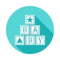 alphabetic cubes icon in flat long shadow. One of baby collection icon can be used for UI/UX