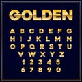 Alphabetic fonts Gold letter with numbers. Vector EPS10. Royalty Free Stock Photo