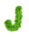 ALPHABETIC GREEN LEAF LETTER, A TO Z , LETTER J, 3D ILLUSTRATION