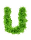 ALPHABETIC GREEN LEAF LETTER, A TO Z , LETTER U , 3D ILLUSTRATION