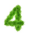 ALPHABETIC GREEN LEAF LETTER, A TO Z , NUMBER 4, 3D ILLUSTRATION Royalty Free Stock Photo