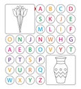Alphabetic labyrinth, puzzle. worksheet. Learning a letters. Task - Go from the letter A to the letter Z, and coloring page. Royalty Free Stock Photo