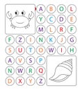 Alphabetic labyrinth, puzzle. worksheet. Learning a letters. Task - Go from the letter A to the letter Z, and coloring page. Royalty Free Stock Photo