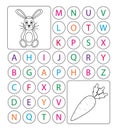 Alphabetic labyrinth, puzzle. worksheet. Learning a letters. Task - Go from the letter A to the letter Z, and coloring page. Royalty Free Stock Photo