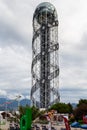 Alphabetic Tower on cloudy autumn day in Batumi