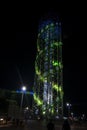 Alphabetic Tower of Batumi in the night, Georgia