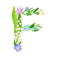 Alphabetical Character F Arranged from Fresh Meadow Flora Vector Illustration Royalty Free Stock Photo