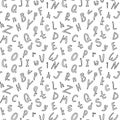 Alphabetical vector seamless pattern, abc black and white pattern
