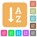 Alphabetically ascending ordered list rounded square flat icons Royalty Free Stock Photo