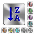 Alphabetically descending ordered list rounded square steel buttons