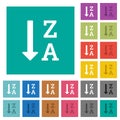 Alphabetically descending ordered list square flat multi colored icons