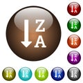 Alphabetically descending ordered list color glass buttons