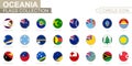 Alphabetically sorted circle flags of Oceania. Set of round flags Royalty Free Stock Photo