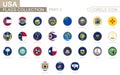 Alphabetically sorted circle flags of US States. Set of round flags