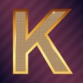 Gold letter K vector font type for logo or icon Royalty Free Stock Photo
