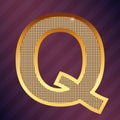 Gold letter Q vector font type for logo or icon Royalty Free Stock Photo