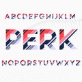 Alphabets font in colored diagonal stripes Royalty Free Stock Photo
