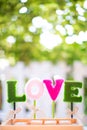 Alphabets l, o, v, e. the word love for decoration. signs of valentine day and sweet honeymoon. Royalty Free Stock Photo