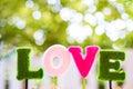 Alphabets l, o, v, e. the word love for decoration. signs of valentine day and sweet honeymoon. Royalty Free Stock Photo