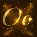 Alphabets O of gold glittering stars. Illustration vector