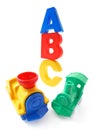 Alphabets and Plastic Toy Trains Royalty Free Stock Photo