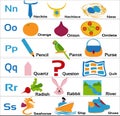 Kindergarten-alphabets-nopqrs for small children Royalty Free Stock Photo