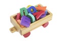 Alphabets on Wooden Toy Cart