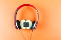 Alphanumeric apple and headphones Royalty Free Stock Photo