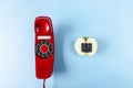 Alphanumeric apple and red telephone old