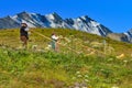 Alphorn player in Grindelwald, Switzerland Royalty Free Stock Photo