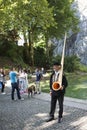 Alphorn player in Lucern, Switzerland Royalty Free Stock Photo