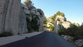 Car ride in the Alpilles natural park in Bouches-du-RhÃÂ´ne in France